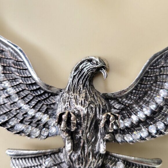 Eagle Pendant Necklace Antique Silver Eagle Statement Pendant Necklace - Picture 4 of 12
